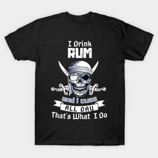 I Drink Rum Pirate Skull Flag Jolly Roger Costume T-Shirt